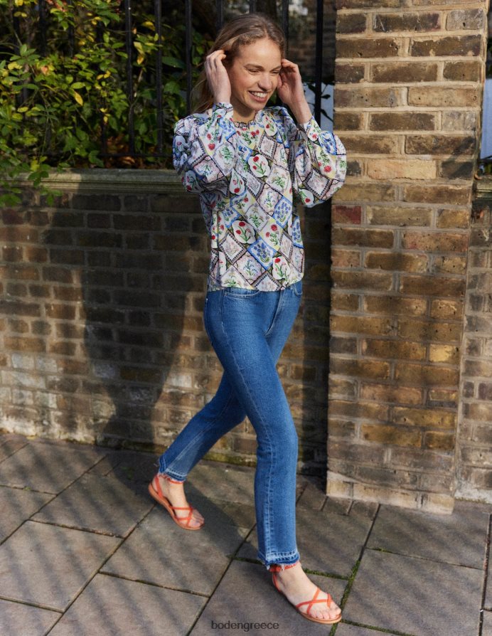 ελεφαντόδοντο & άγριο μπλε κουδούνι είδη ένδυσης πουκάμισο με στάμπα τοποθέτησης Boden γυναίκες 464PH81087