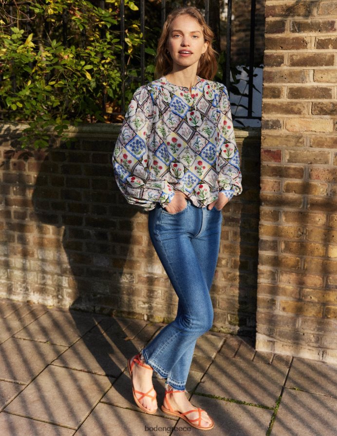 ελεφαντόδοντο & άγριο μπλε κουδούνι είδη ένδυσης πουκάμισο με στάμπα τοποθέτησης Boden γυναίκες 464PH81087