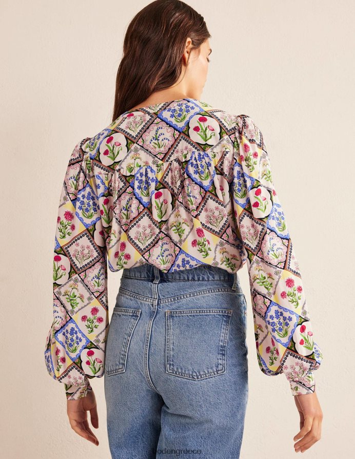 ελεφαντόδοντο & άγριο μπλε κουδούνι είδη ένδυσης πουκάμισο με στάμπα τοποθέτησης Boden γυναίκες 464PH81087