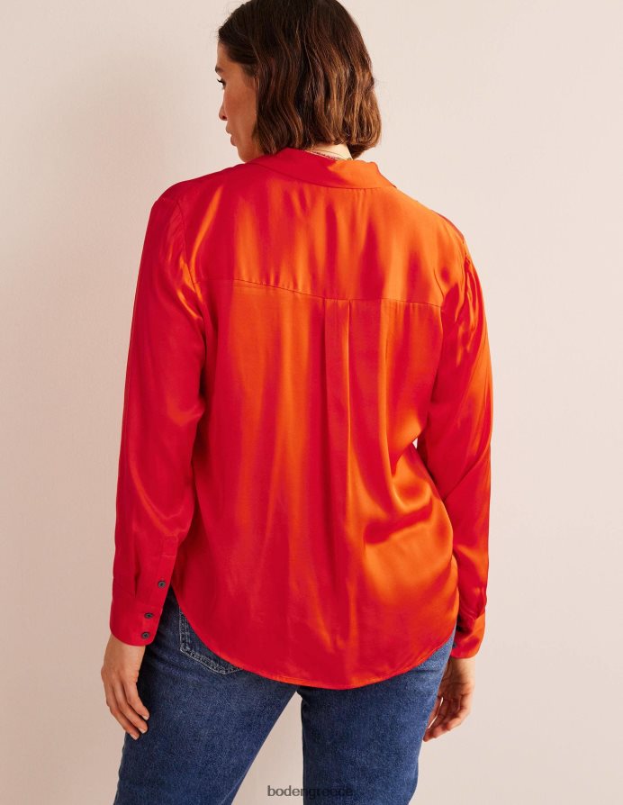 κεράσι ντομάτα είδη ένδυσης χαλαρό σατέν πουκάμισο Boden γυναίκες 464PH81117