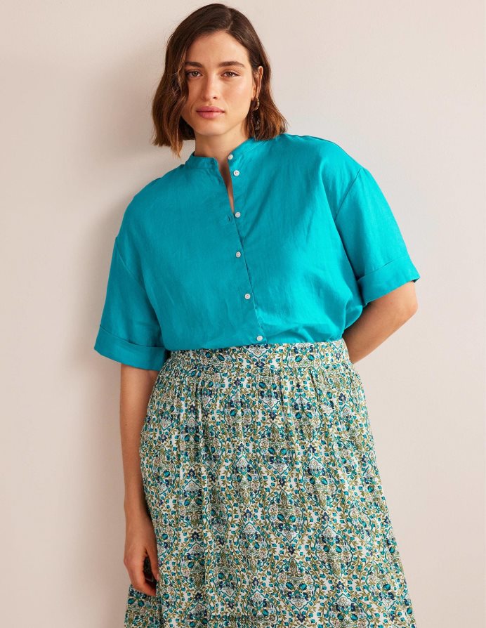 πολύτιμος λίθος είδη ένδυσης λινό πουκάμισο με μανίκια κιμονό Boden γυναίκες 464PH81127