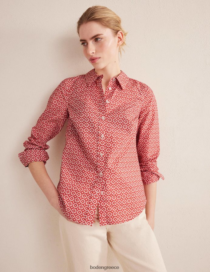 ξεθωριασμένα τριαντάφυλλα και διαμάντια ποπ είδη ένδυσης ίσιο βαμβακερό πουκάμισο Boden γυναίκες 464PH81230