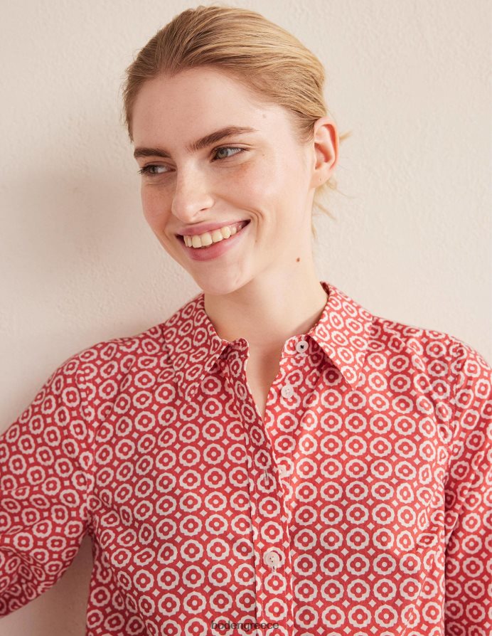 ξεθωριασμένα τριαντάφυλλα και διαμάντια ποπ είδη ένδυσης ίσιο βαμβακερό πουκάμισο Boden γυναίκες 464PH81230