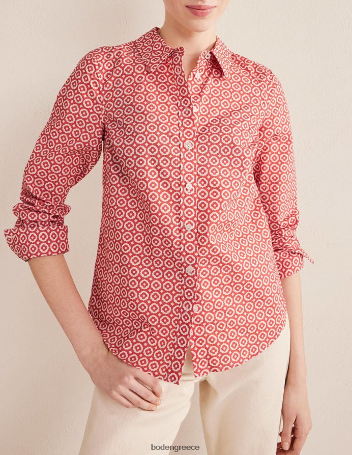 ξεθωριασμένα τριαντάφυλλα και διαμάντια ποπ είδη ένδυσης ίσιο βαμβακερό πουκάμισο Boden γυναίκες 464PH81230