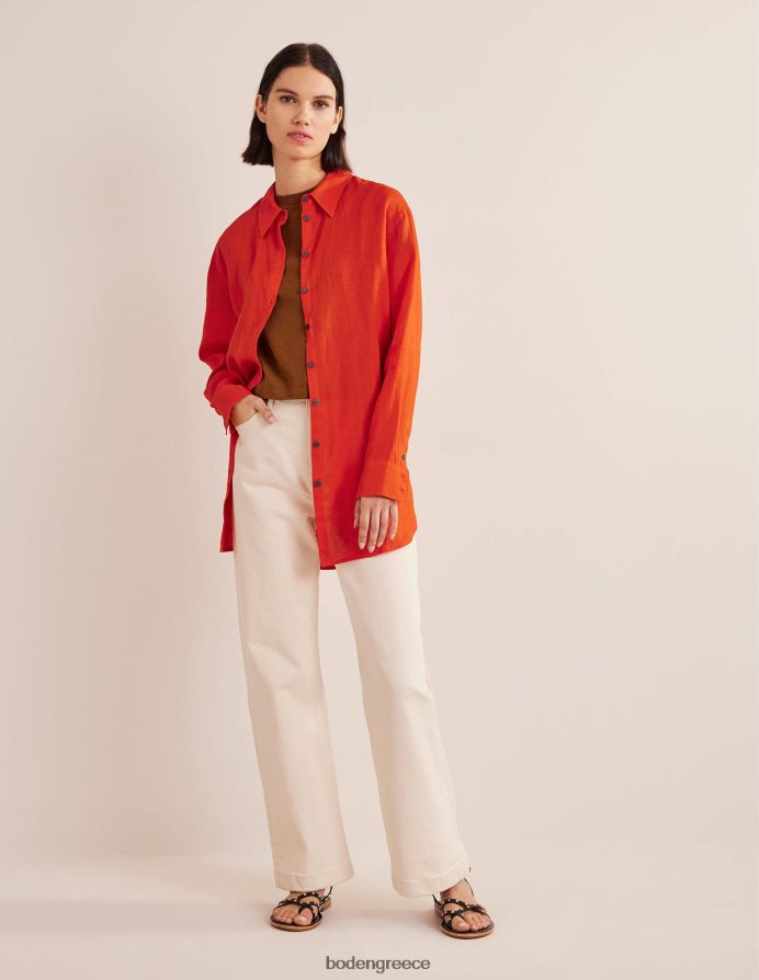 πορτοκάλι είδη ένδυσης χαλαρό λινό πουκάμισο Boden γυναίκες 464PH81250