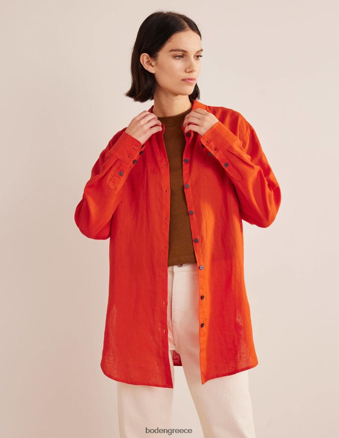 πορτοκάλι είδη ένδυσης χαλαρό λινό πουκάμισο Boden γυναίκες 464PH81250