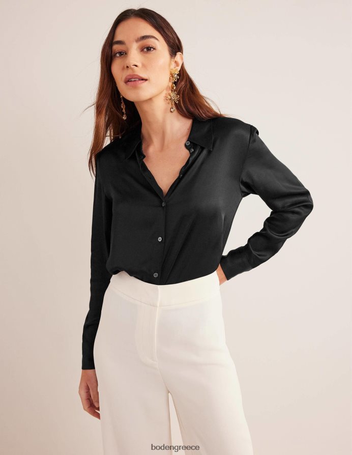 μαύρος είδη ένδυσης χαλαρό σατέν πουκάμισο Boden γυναίκες 464PH81300