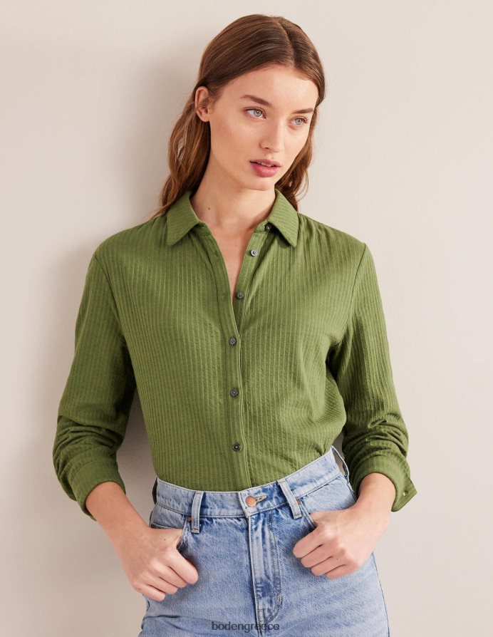 πλυμένο χακί είδη ένδυσης πουκάμισο ζέρσεϊ με υφή Boden γυναίκες 464PH81412