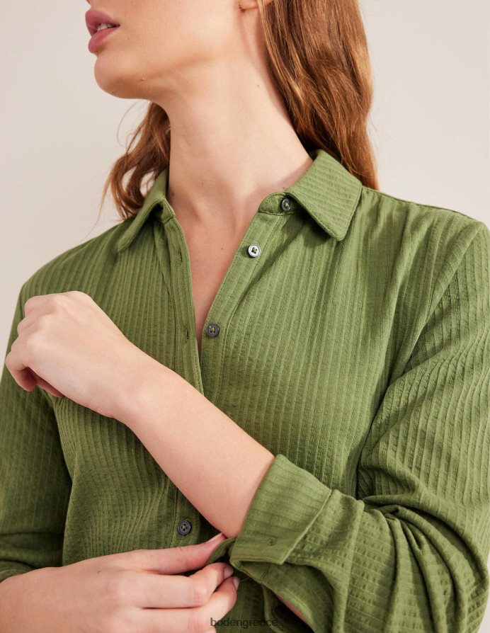 πλυμένο χακί είδη ένδυσης πουκάμισο ζέρσεϊ με υφή Boden γυναίκες 464PH81412
