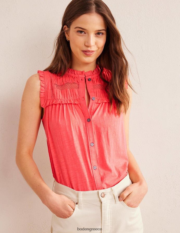 κοράλλι είδη ένδυσης πουκάμισο ζέρσεϊ με λεπτομέρεια ζυγού Boden γυναίκες 464PH81539