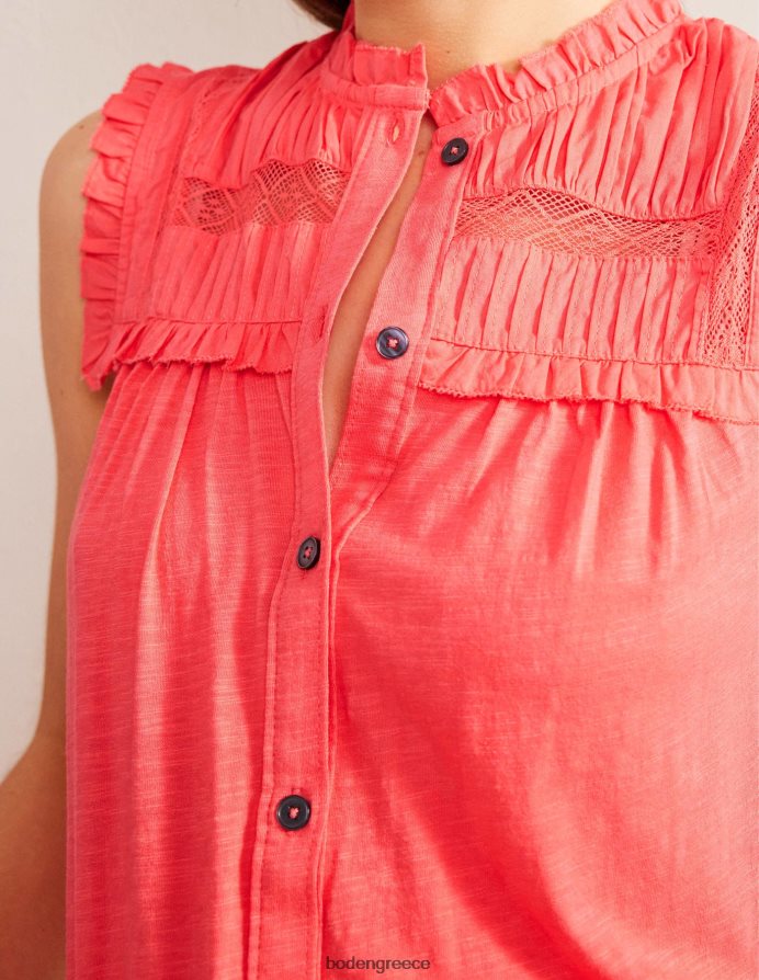 κοράλλι είδη ένδυσης πουκάμισο ζέρσεϊ με λεπτομέρεια ζυγού Boden γυναίκες 464PH81539