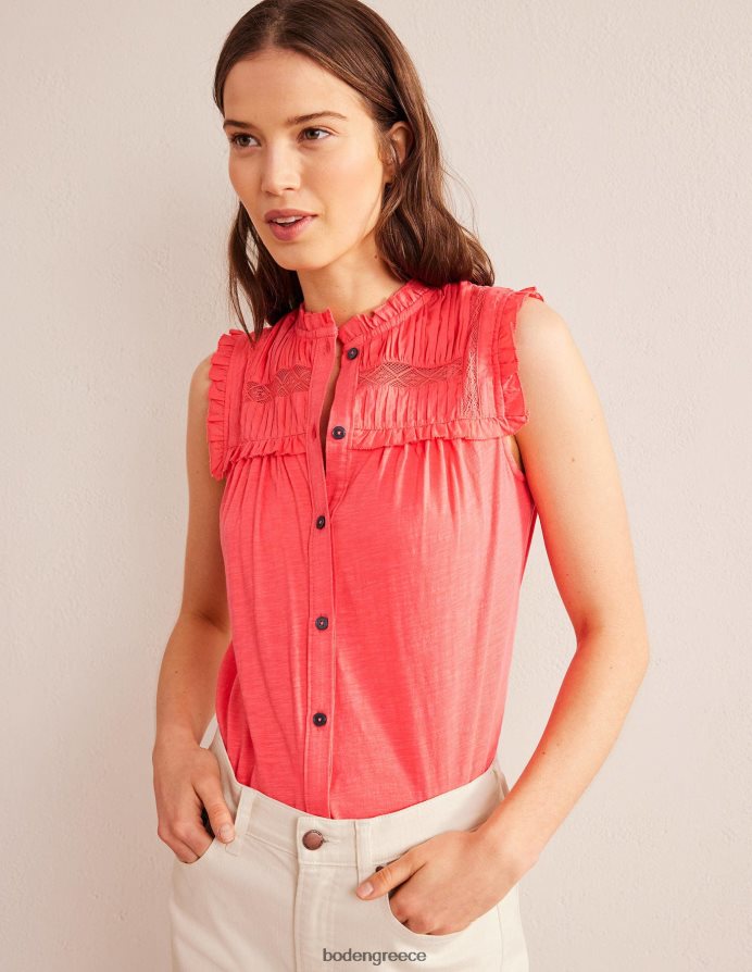 κοράλλι είδη ένδυσης πουκάμισο ζέρσεϊ με λεπτομέρεια ζυγού Boden γυναίκες 464PH81539