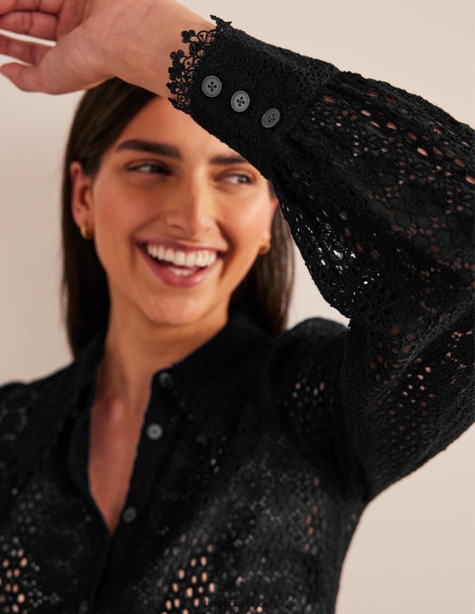 μαύρος είδη ένδυσης εφαρμοστό πουκάμισο δαντέλα Boden γυναίκες 464PH81728