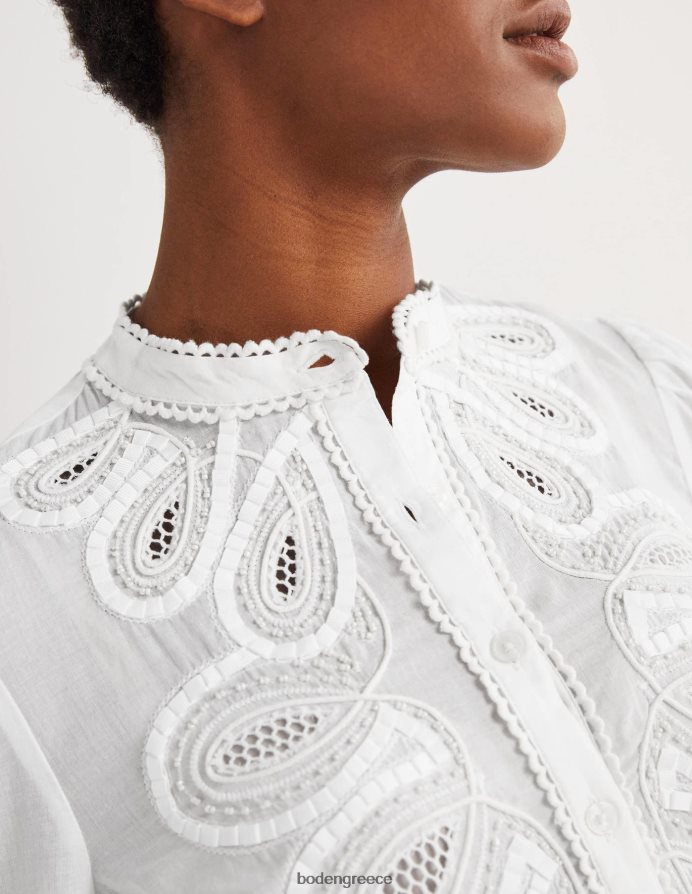 άσπρο είδη ένδυσης κεντητό πουκάμισο Boden γυναίκες 464PH81782