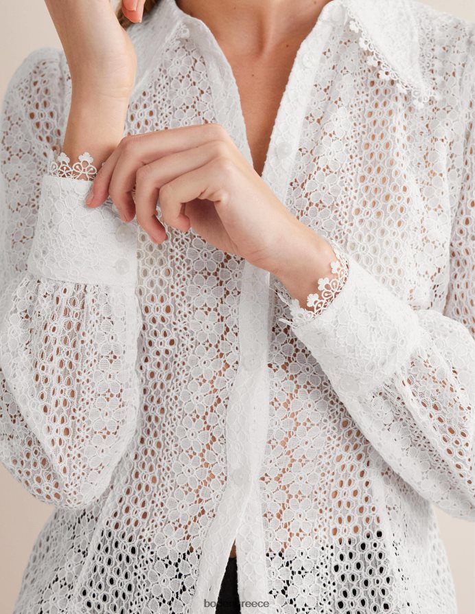 άσπρο είδη ένδυσης εφαρμοστό πουκάμισο δαντέλα Boden γυναίκες 464PH81816