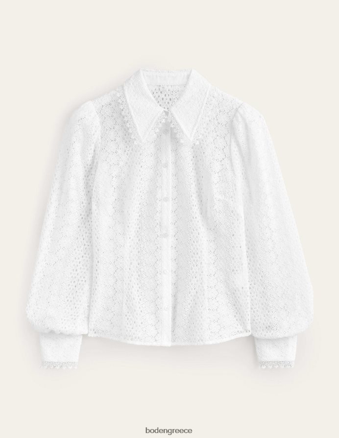 άσπρο είδη ένδυσης εφαρμοστό πουκάμισο δαντέλα Boden γυναίκες 464PH81816