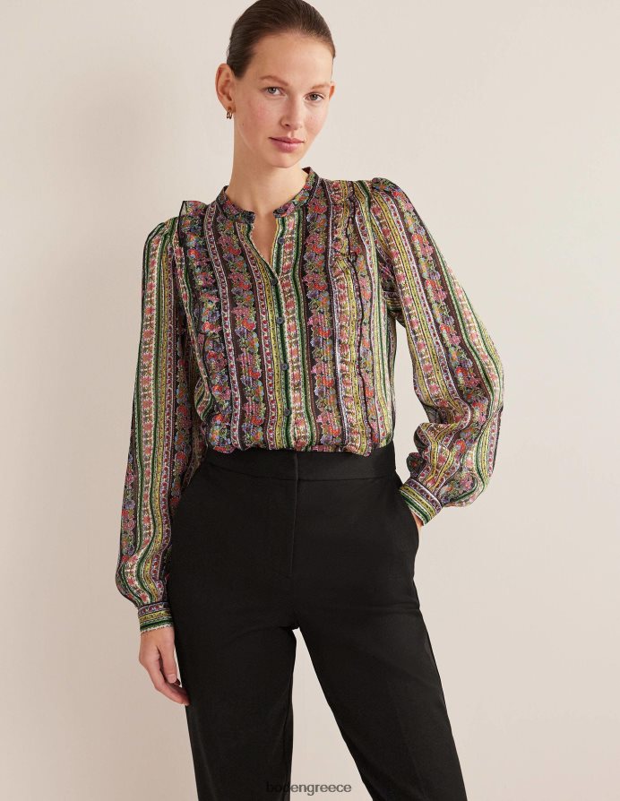 πολύ & γαρύφαλλο άνθιση είδη ένδυσης πουκάμισο με στάμπα βολάν Boden γυναίκες 464PH81858