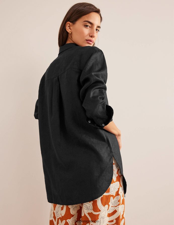 μαύρος είδη ένδυσης χαλαρό λινό πουκάμισο Boden γυναίκες 464PH82093