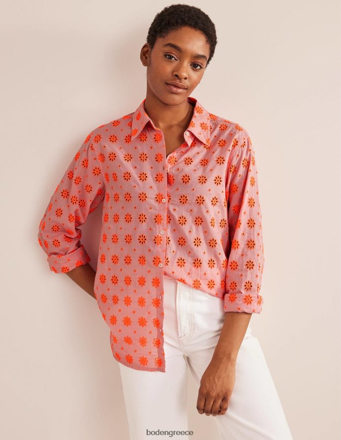 καρπούζι μπουνιά είδη ένδυσης νέο χαλαρό βαμβακερό πουκάμισο Boden γυναίκες 464PH82115