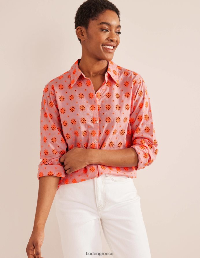 καρπούζι μπουνιά είδη ένδυσης νέο χαλαρό βαμβακερό πουκάμισο Boden γυναίκες 464PH82115