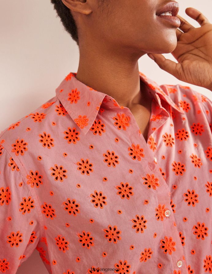 καρπούζι μπουνιά είδη ένδυσης νέο χαλαρό βαμβακερό πουκάμισο Boden γυναίκες 464PH82115