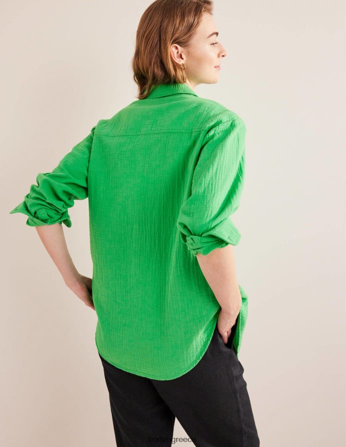 ανοιχτό πράσινο είδη ένδυσης πουκάμισο από βαμβακερή υφή Boden γυναίκες 464PH82172