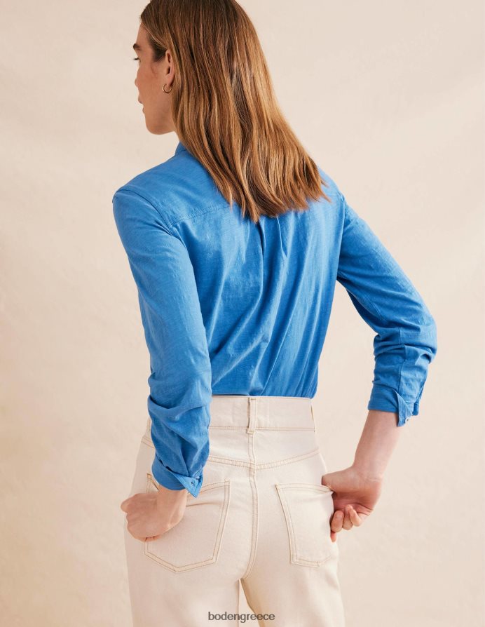 μπλε πορσελάνη είδη ένδυσης βαμβακερό πουκάμισο ζέρσεϊ Boden γυναίκες 464PH82186