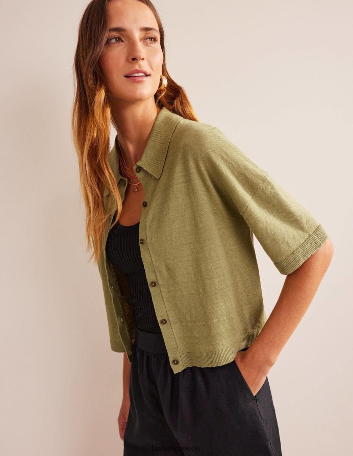 ποταμός καλάμι είδη ένδυσης λινό πλεκτό πουκάμισο με γιακά Boden γυναίκες 464PH82240
