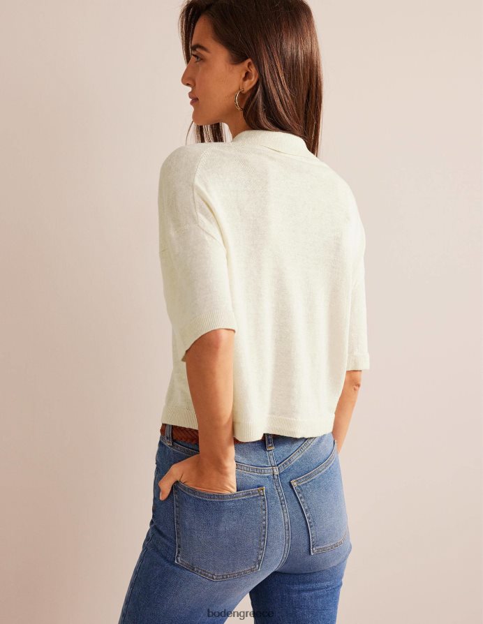 ζεστό ελεφαντόδοντο είδη ένδυσης λινό πλεκτό πουκάμισο με γιακά Boden γυναίκες 464PH82277