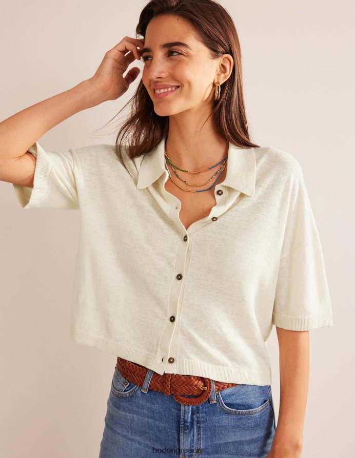 ζεστό ελεφαντόδοντο είδη ένδυσης λινό πλεκτό πουκάμισο με γιακά Boden γυναίκες 464PH82277