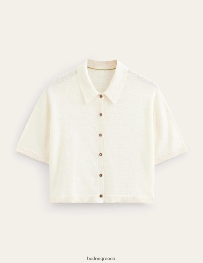 ζεστό ελεφαντόδοντο είδη ένδυσης λινό πλεκτό πουκάμισο με γιακά Boden γυναίκες 464PH82277