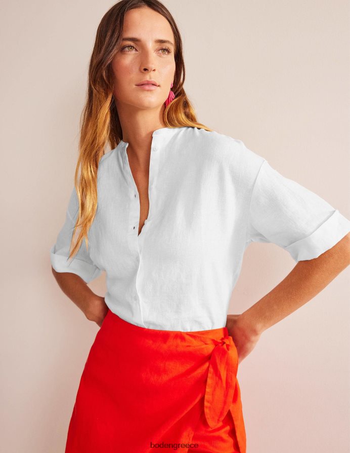 άσπρο είδη ένδυσης λινό πουκάμισο με μανίκια κιμονό Boden γυναίκες 464PH82497