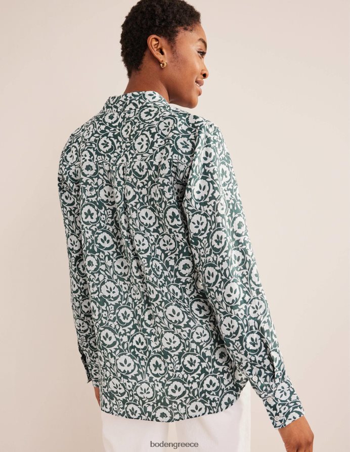 πράσινη και μαγευτική άνθιση είδη ένδυσης καινούργιο λινό πουκάμισο Boden γυναίκες 464PH82520