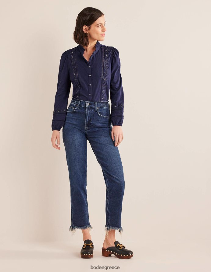 ΠΟΛΕΜΙΚΟ ΝΑΥΤΙΚΟ είδη ένδυσης κεντημένο πουκάμισο ζέρσεϊ Boden γυναίκες 464PH82534