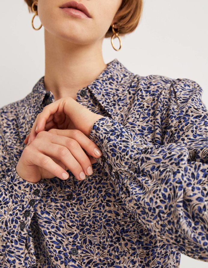 περσικό μπλε & σύμπλεγμα φύλλων είδη ένδυσης Εφαρμοσμένο πουκάμισο με λεπτομέρεια Boden γυναίκες 464PH82538
