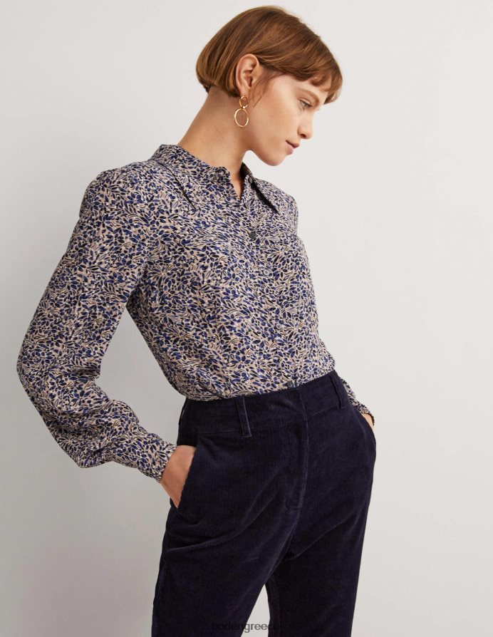 περσικό μπλε & σύμπλεγμα φύλλων είδη ένδυσης Εφαρμοσμένο πουκάμισο με λεπτομέρεια Boden γυναίκες 464PH82538