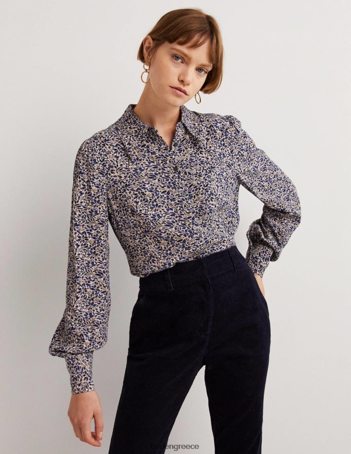 περσικό μπλε & σύμπλεγμα φύλλων είδη ένδυσης Εφαρμοσμένο πουκάμισο με λεπτομέρεια Boden γυναίκες 464PH82538