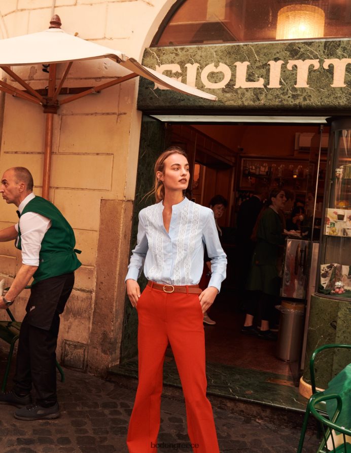 καλαμποκάλευρο λεπτή λωρίδα είδη ένδυσης πουκάμισο ποπλίνα με επένδυση από δαντέλα Boden γυναίκες 464PH8317