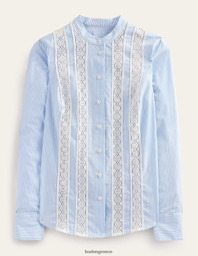 καλαμποκάλευρο λεπτή λωρίδα είδη ένδυσης πουκάμισο ποπλίνα με επένδυση από δαντέλα Boden γυναίκες 464PH8317