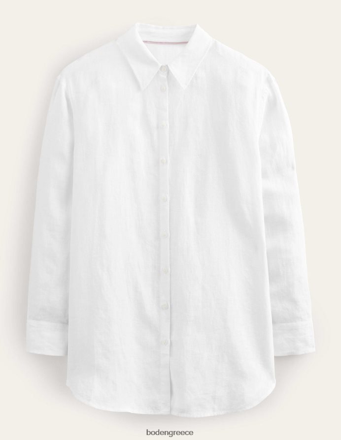 άσπρο είδη ένδυσης χαλαρό λινό πουκάμισο Boden γυναίκες 464PH8933