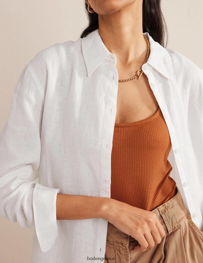 άσπρο είδη ένδυσης χαλαρό λινό πουκάμισο Boden γυναίκες 464PH8933