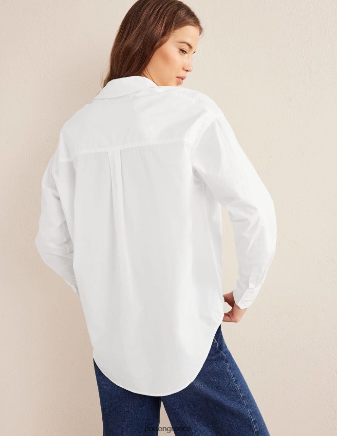 άσπρο είδη ένδυσης υπερμεγέθη βαμβακερό πουκάμισο Boden γυναίκες 464PH8974