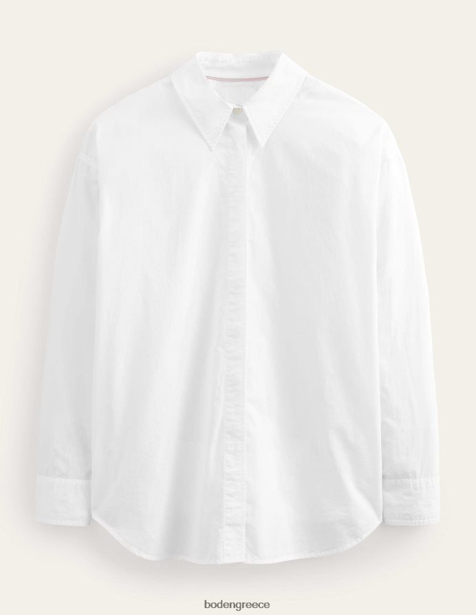 άσπρο είδη ένδυσης υπερμεγέθη βαμβακερό πουκάμισο Boden γυναίκες 464PH8974