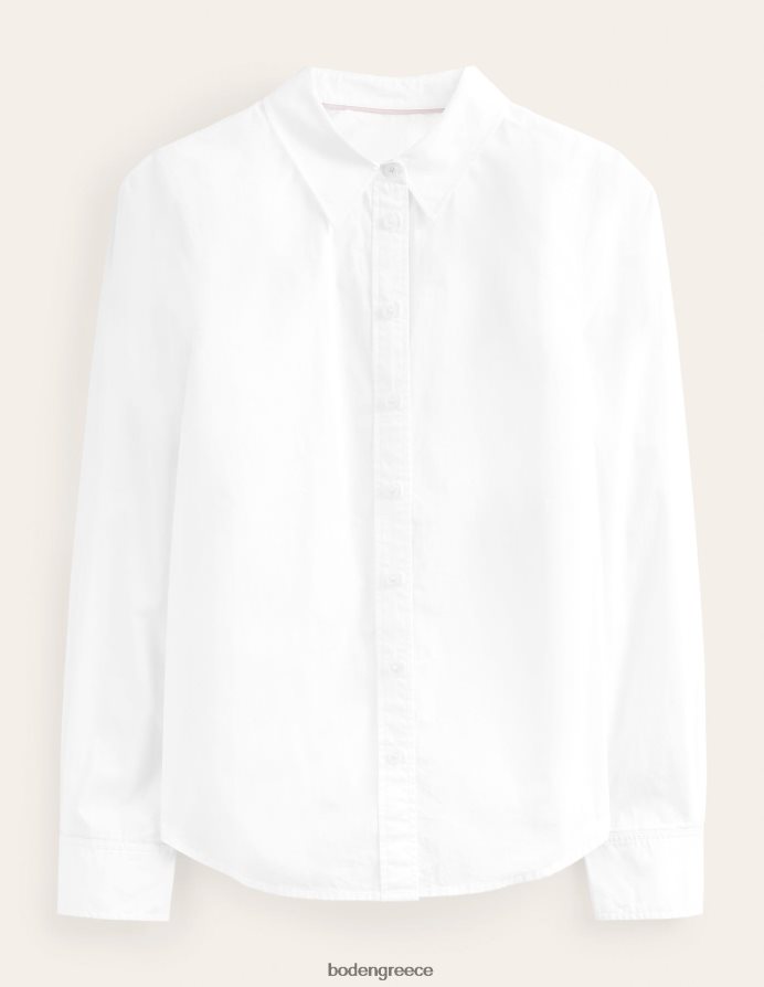 άσπρο είδη ένδυσης ίσιο βαμβακερό πουκάμισο Boden γυναίκες 464PH8993