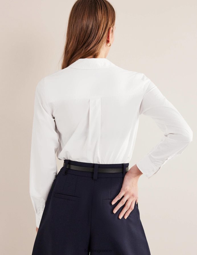 άσπρο είδη ένδυσης ίσιο βαμβακερό πουκάμισο Boden γυναίκες 464PH8993