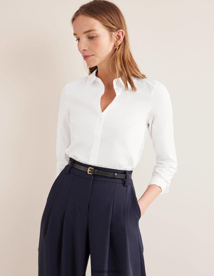 άσπρο είδη ένδυσης ίσιο βαμβακερό πουκάμισο Boden γυναίκες 464PH8993