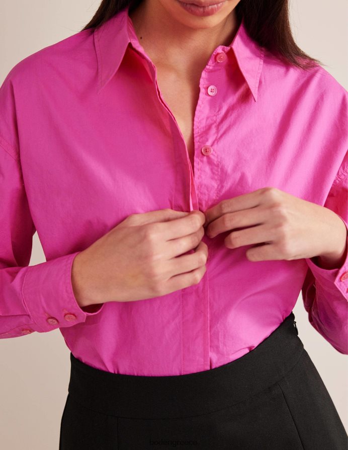 φούξια Fedora είδη ένδυσης υπερμεγέθη βαμβακερό πουκάμισο Boden γυναίκες 464PH81750