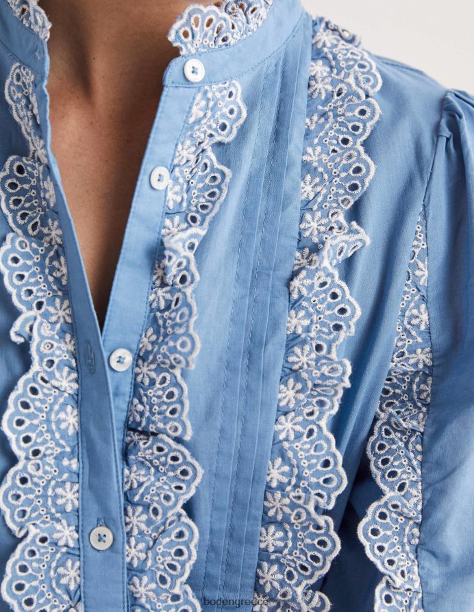 μπλε της ριβιέρας είδη ένδυσης μπλούζα broderie με βολάν Boden γυναίκες 464PH81889