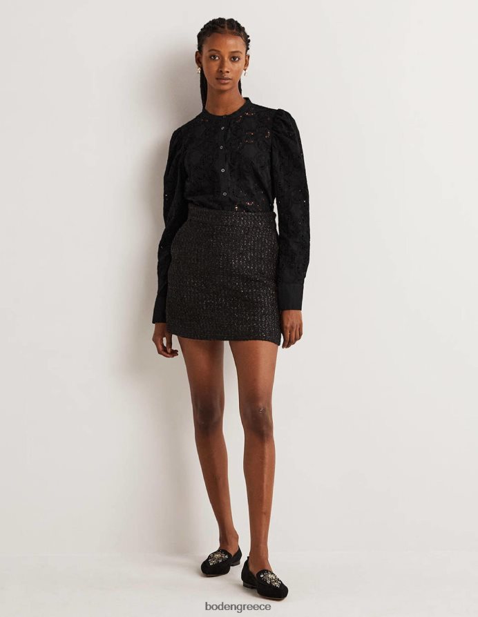 μαύρος είδη ένδυσης Μπλούζα broderie με πρόβειο μανίκι Boden γυναίκες 464PH82040