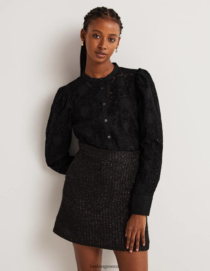 μαύρος είδη ένδυσης Μπλούζα broderie με πρόβειο μανίκι Boden γυναίκες 464PH82040
